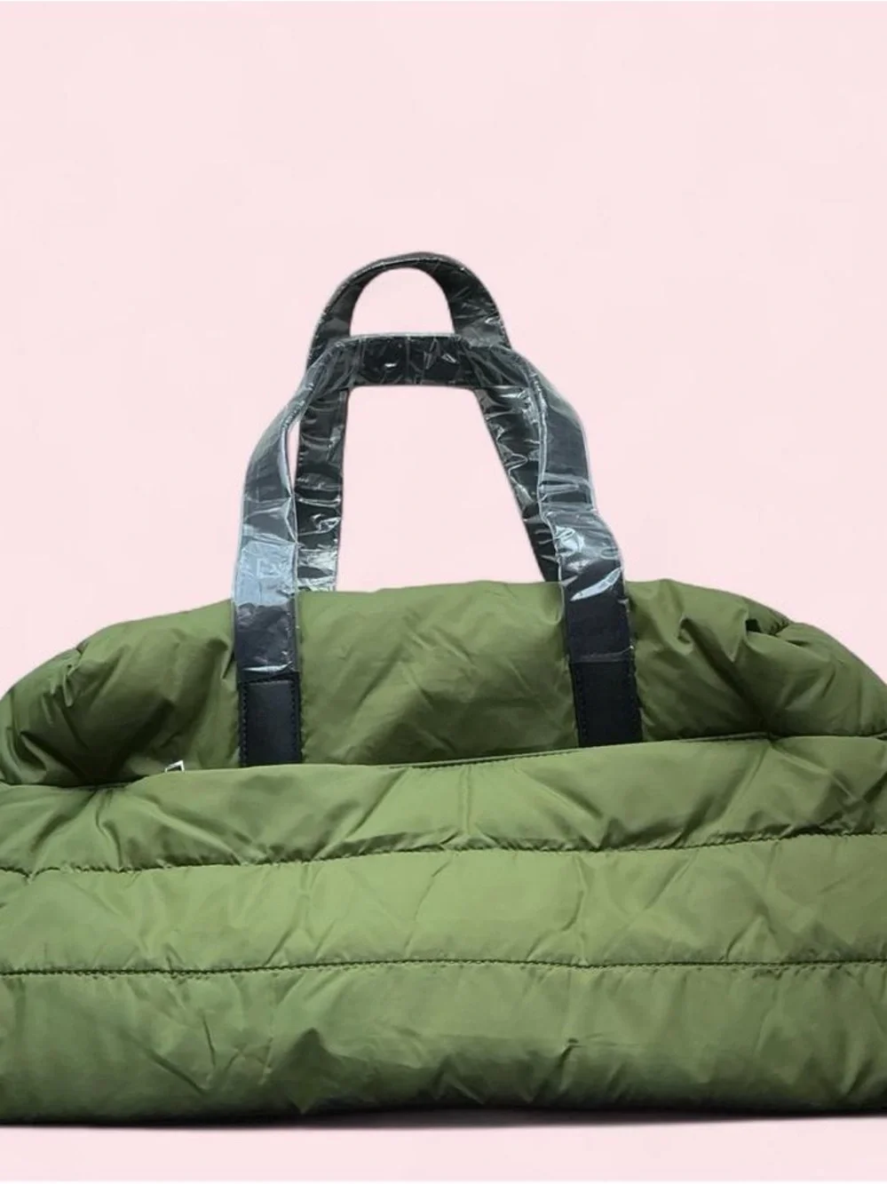 Avon Olive Green Quilted Tote with Black Handles